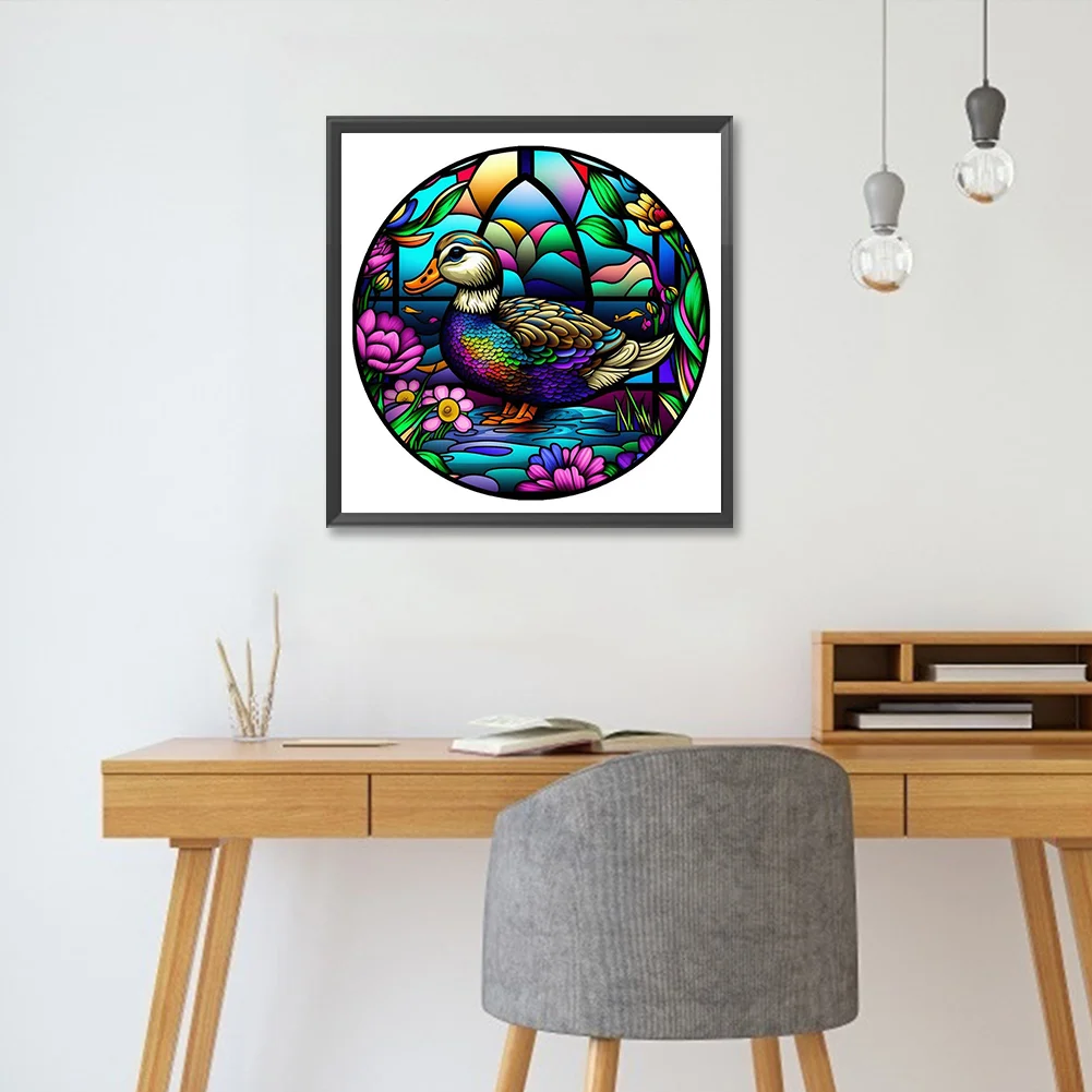 Diamond Painting - Full Round Drill - Stained Glass Duck(Canvas|30*30cm)