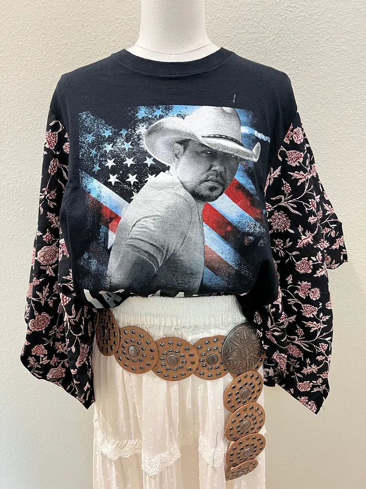 Jason Aldean Mix & Match Tee Black Floral