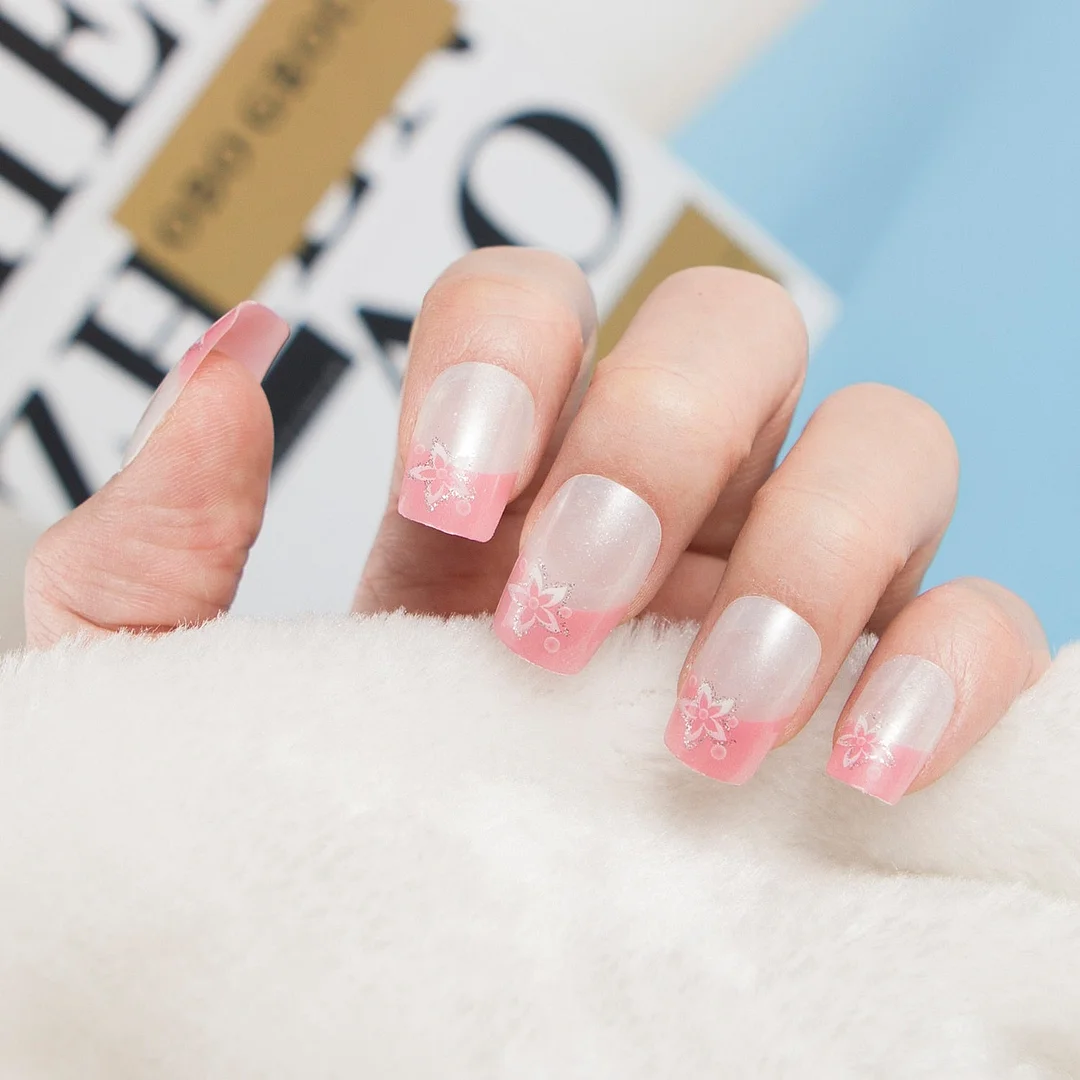 24pcs/set Fashion Acrylic Full Cover Fake Nails 10 Sizes Press on Nails Designs French False Nail Art Tips 278 Fingernail Tips-Nail Inspo