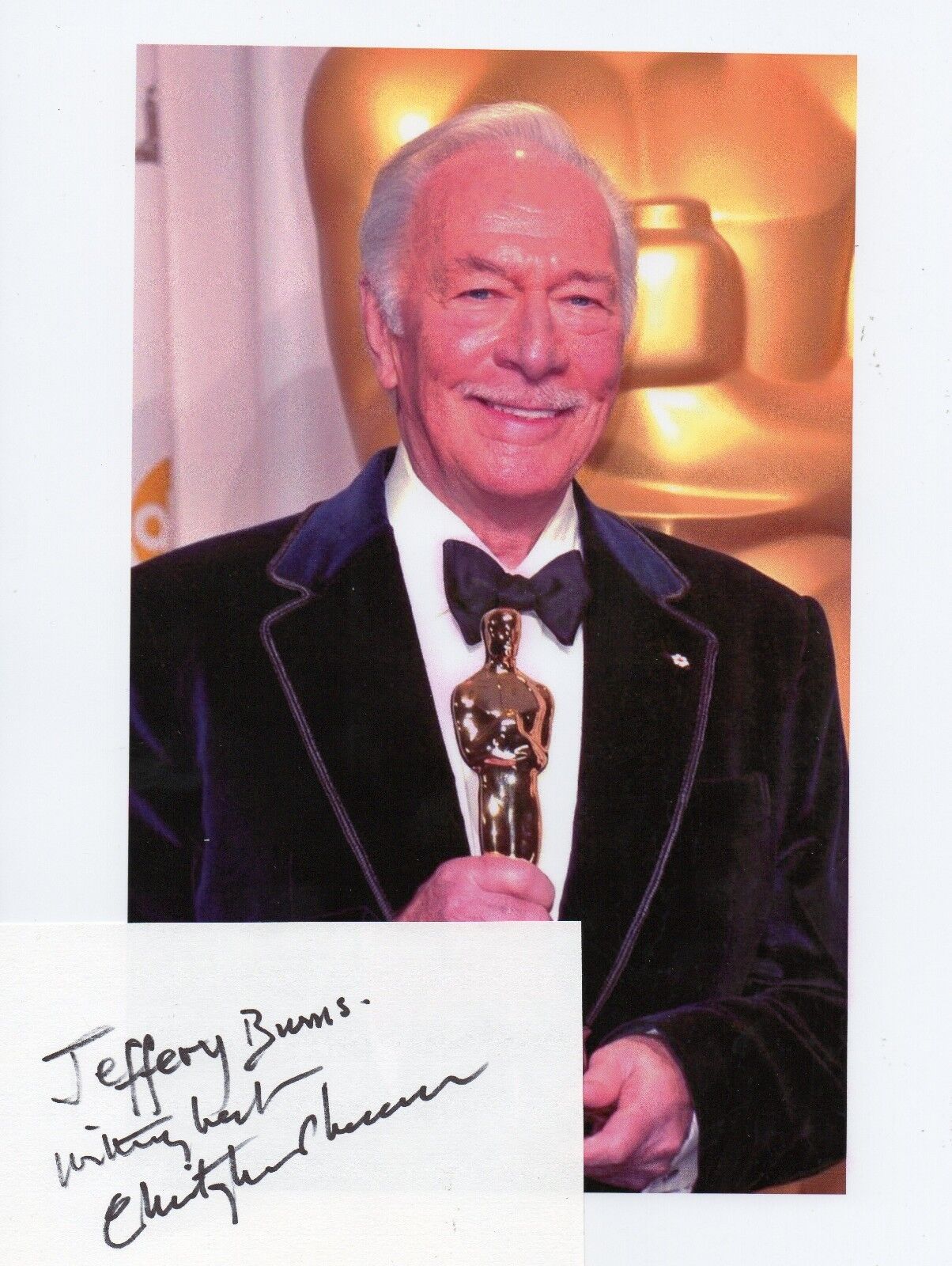 Christopher Plummer Autographed 3 x 5 Card and Unsigned Picture