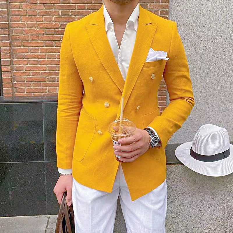 Men's Solid Color Casual Cotton And Linen Jacket