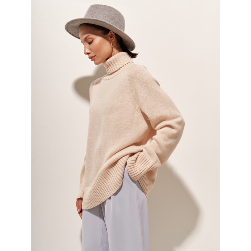 Ootddress Solid Loose Long Sleeve Turtleneck For Women Pullover High Street Slim Elegant Patchwork Sweater Top Oversized Sweater New