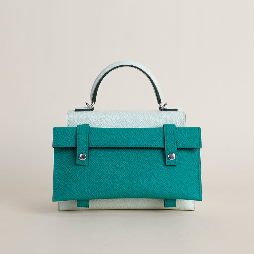 Kelly Doll Epsom  0V Gris ciment/ Z6 Malachite PHW