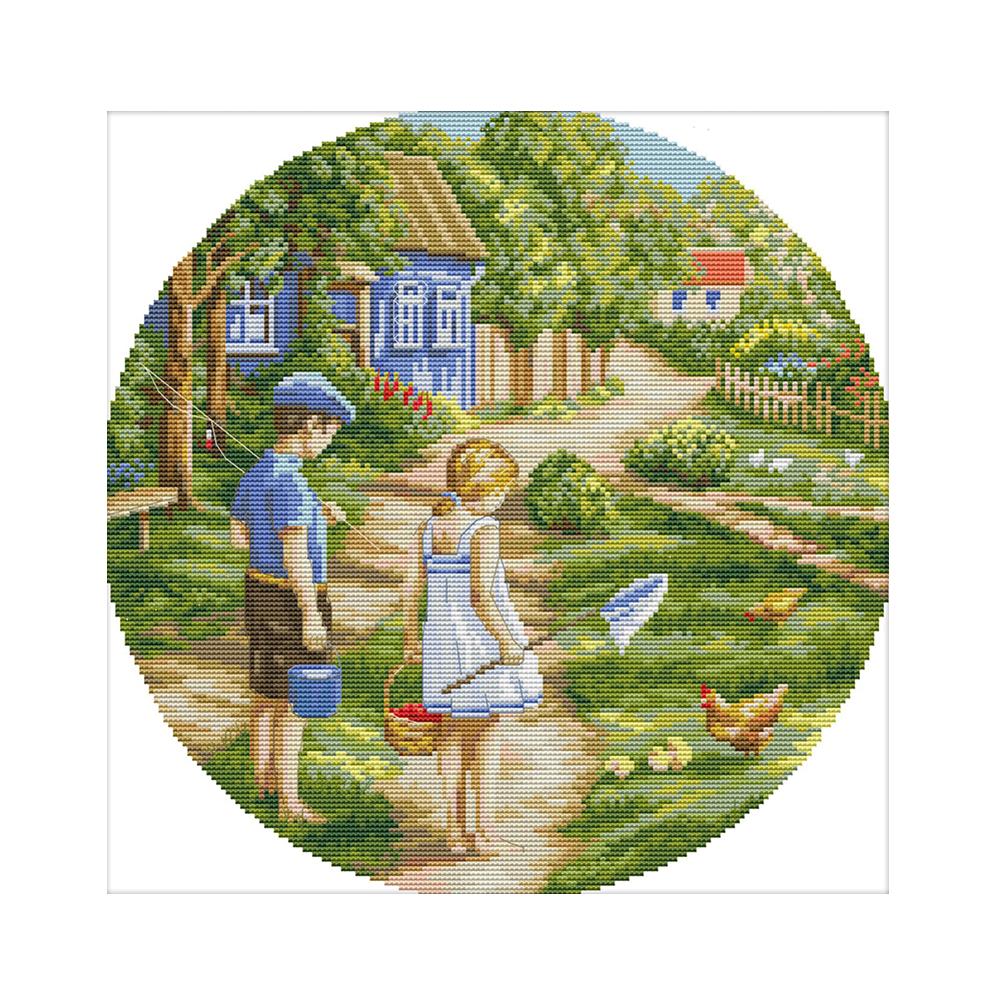 

Childhood sweetheart - 14CT Stamped Cross Stitch - 37*37cm, 501 Original