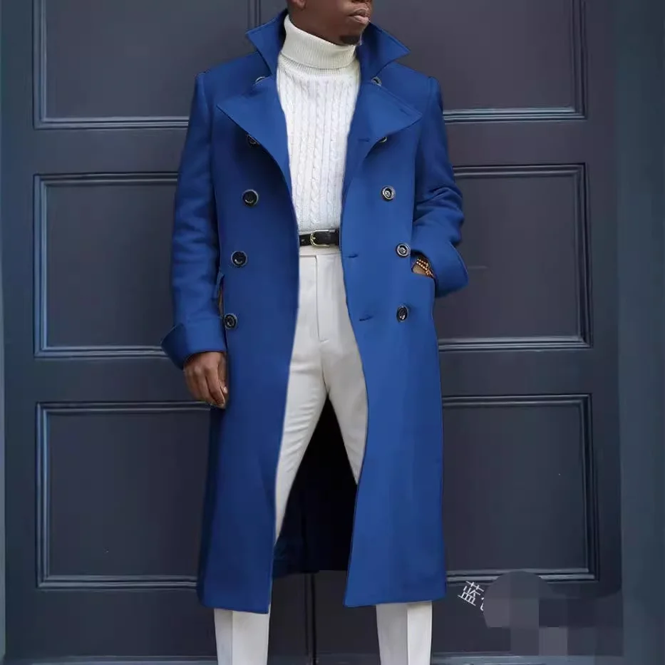 Uveng Uveng New Fashion Solid Color Collar Long-Sleeved Gentleman Coat Autumn And Winter Loose Coat In The Long Wind Coat