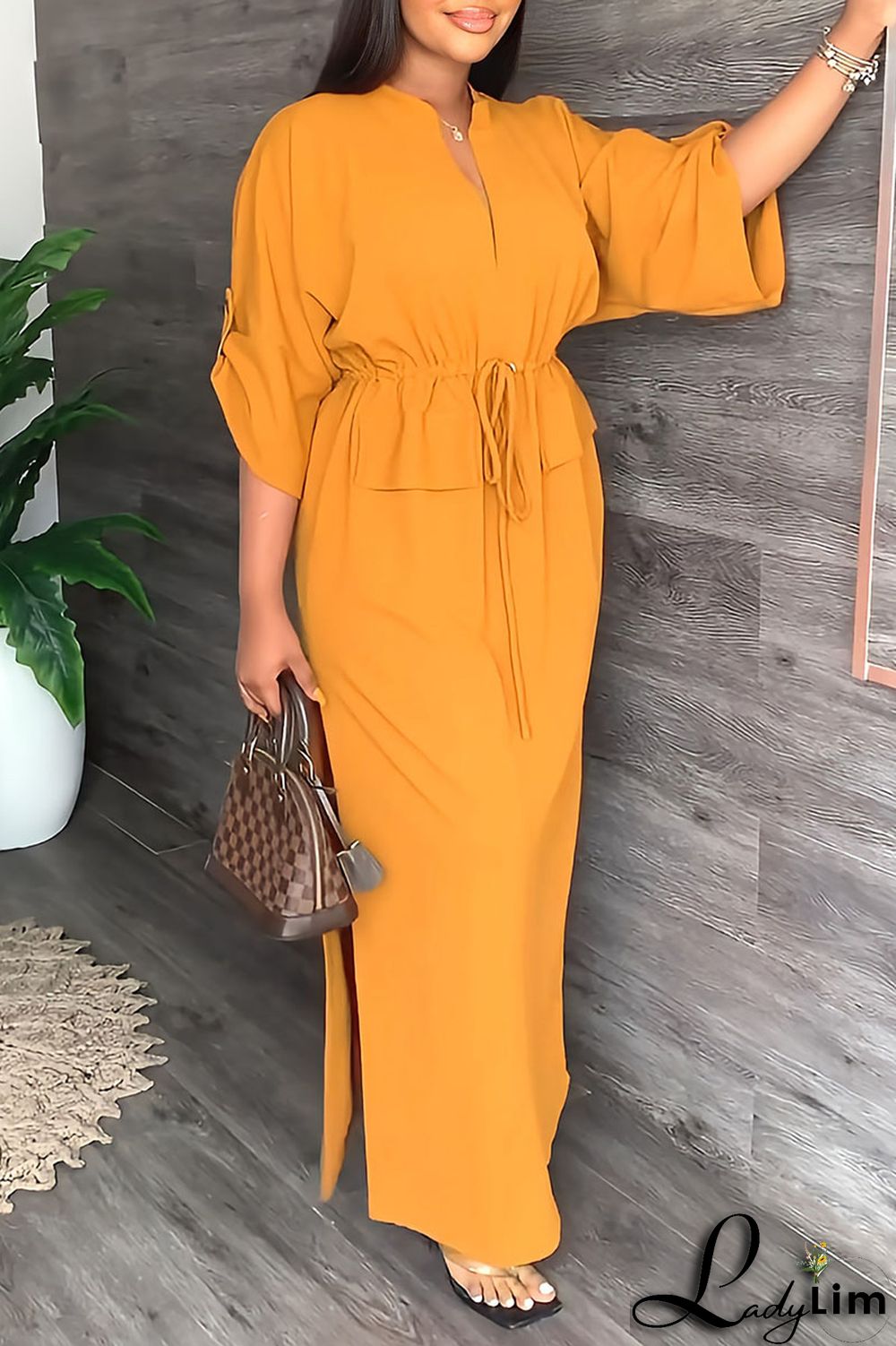 White Casual Solid Patchwork V Neck Straight Dresses