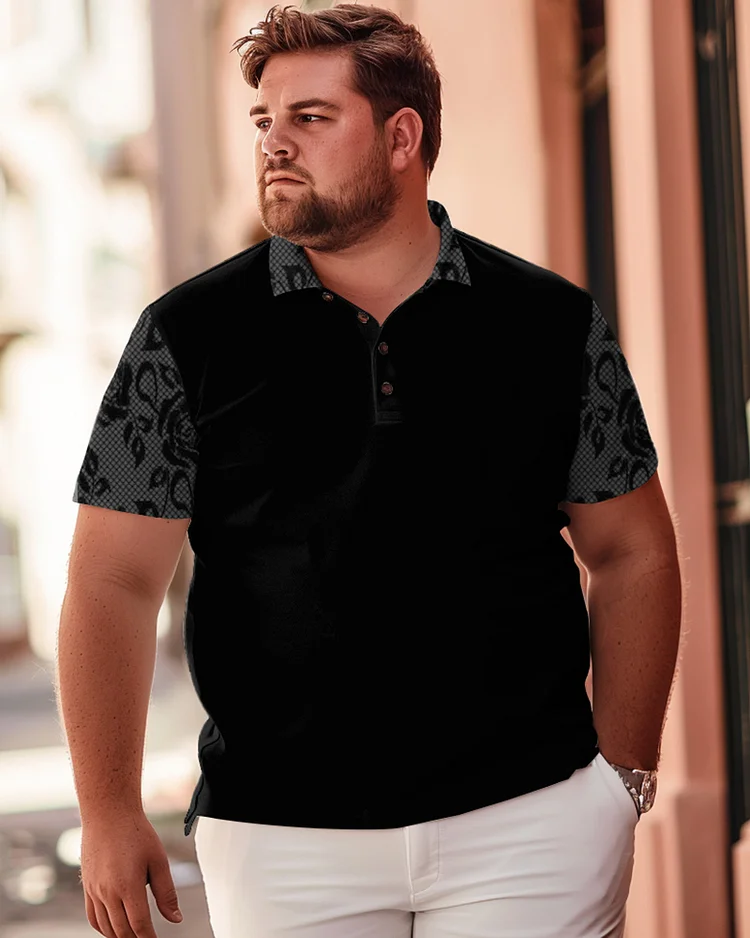 Rose Sleeve Printed Large Men's Polo T-shirt