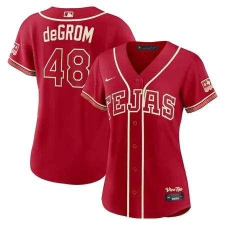 Women's Texas Rangers #48 Jacob deGrom Nike Red 2026 City Connect Stadium Jersey 6HCM