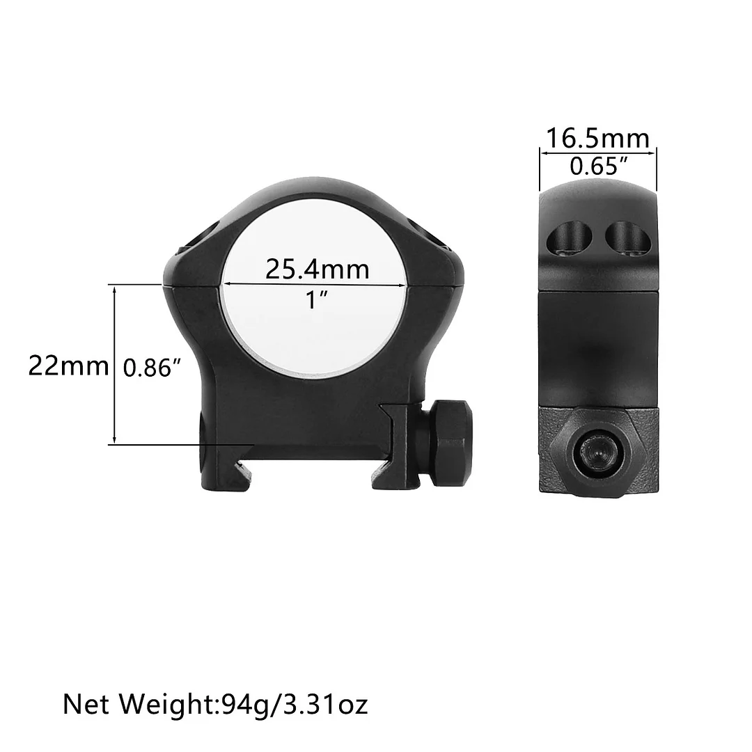 ohhunt® 25.4mm Picatinny Scope Rings Black 7075-T6 Three-stage Hard Anodized