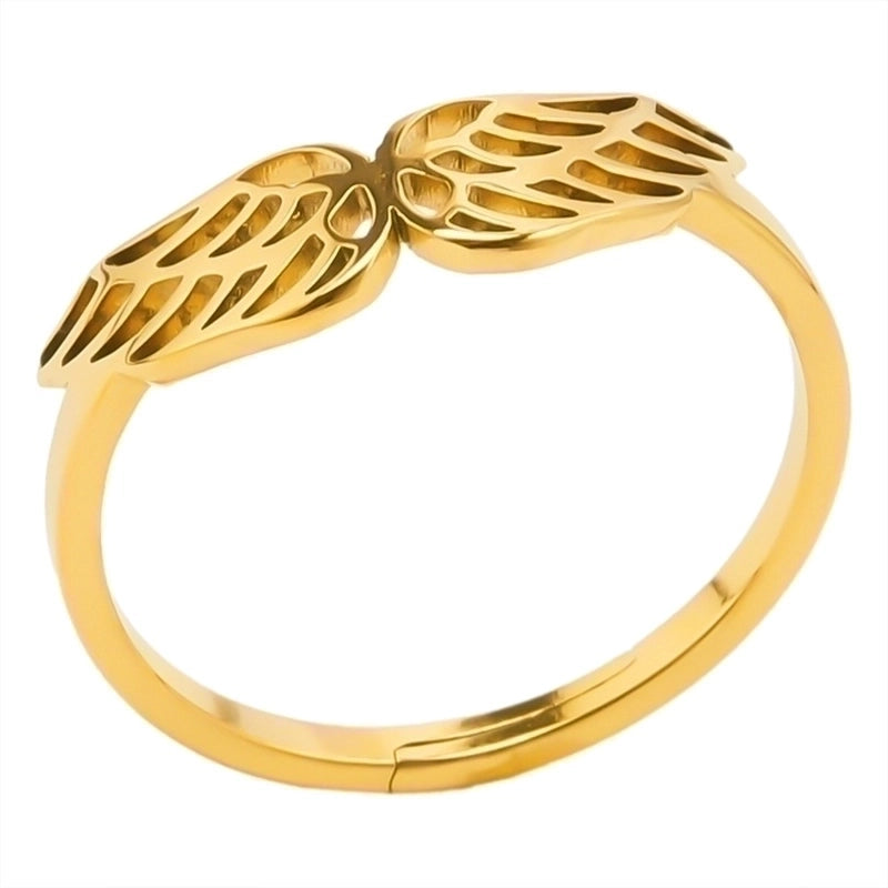 Basic Wings 304 Stainless Steel 18K Gold Plated Open Rings