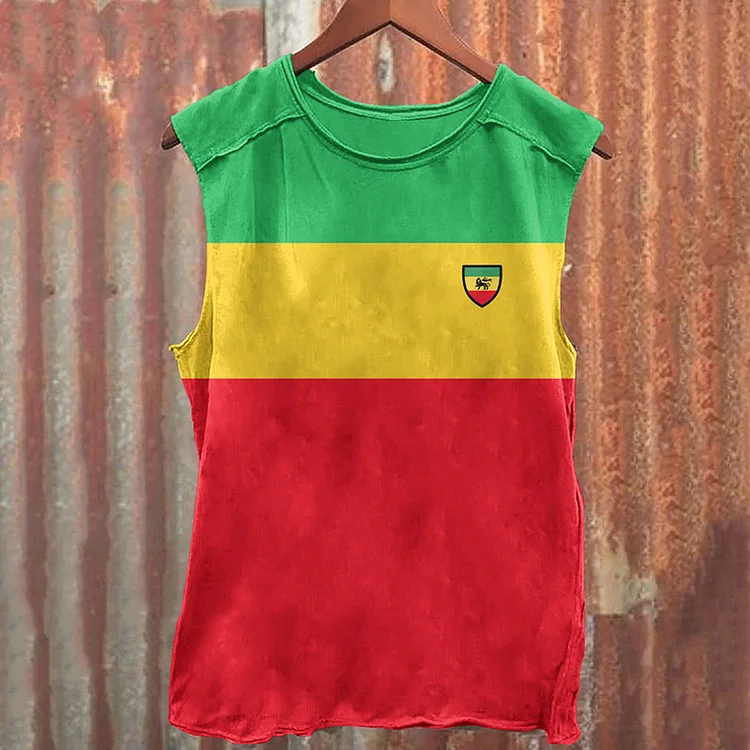 Comstylish Rasta Lion Reggae Contrasting Colors Art Tank Top