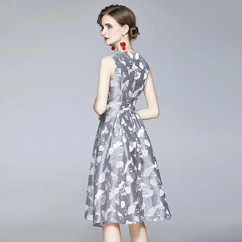 All-match sleeveless vest jacquard dress