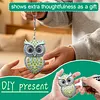 1 Porte-cl&eacute;s DIY 3D en diamant de hibou jaune avec boucle en homard Porte-cl&eacute;s en diamant double face avec cha&icirc;ne de cristal &agrave; strass en mosa&iuml;que de diamants cadeau unique fait main