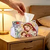 Diamond Art Painting Tissue Box Cover Wear Resist Decorative Paper Napkin Dispenser Multifunction Rhinestone PU Tissue Holder Kit for Adults Home Office Gift (Soft Glow Mother)