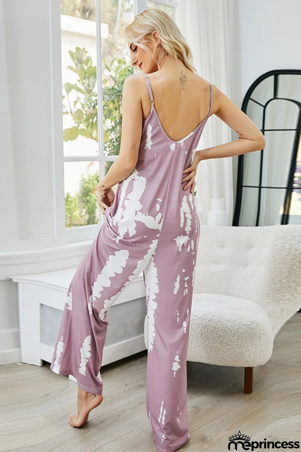 Tie-Dye Spaghetti Strap Jumpsuit with Pockets