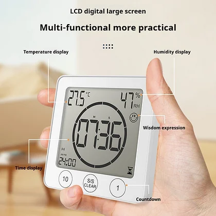 Electronic Temperature and Humidity Meter Household Indoor Dry Hygrometer High Precision Wall-mounted Magnetic Large Screen Countdown Temperature and Humidity Meter