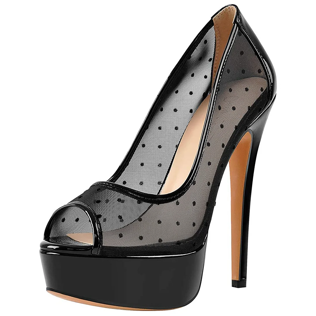 MERUMOTE Women's Platform Stiletto Heels Shoes Peep Toe Pumps 6 inch Heels for Dress Wedding Party-MERUMOTE