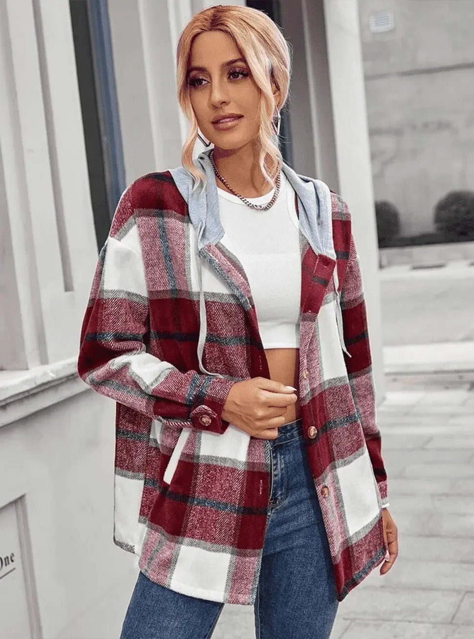  thdmladies Plaid Hooded Jacket thedmladies