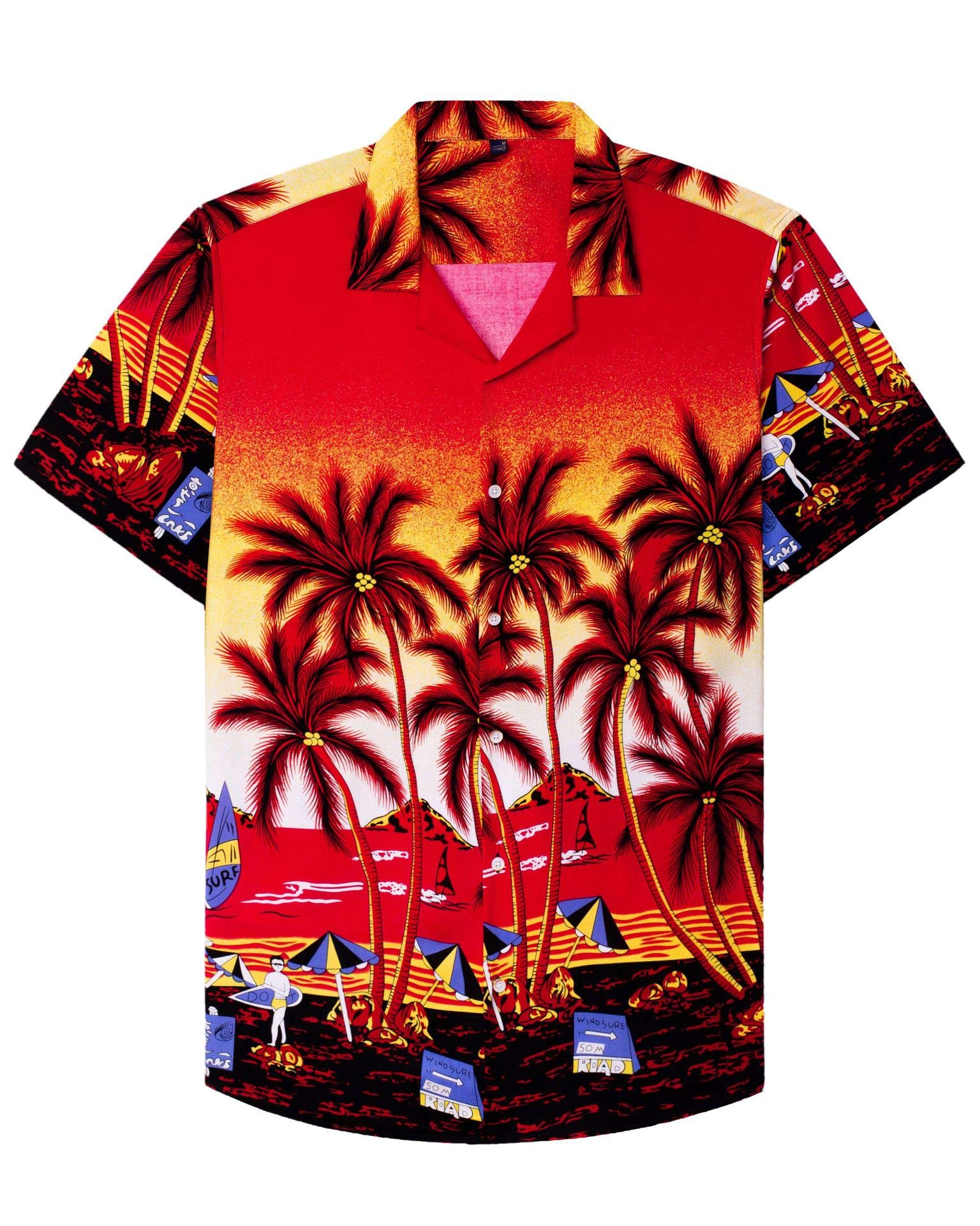 Men's Classic Casual Hawaiian Coconut Tree Print Shirts PLUSCLOTHESMAN