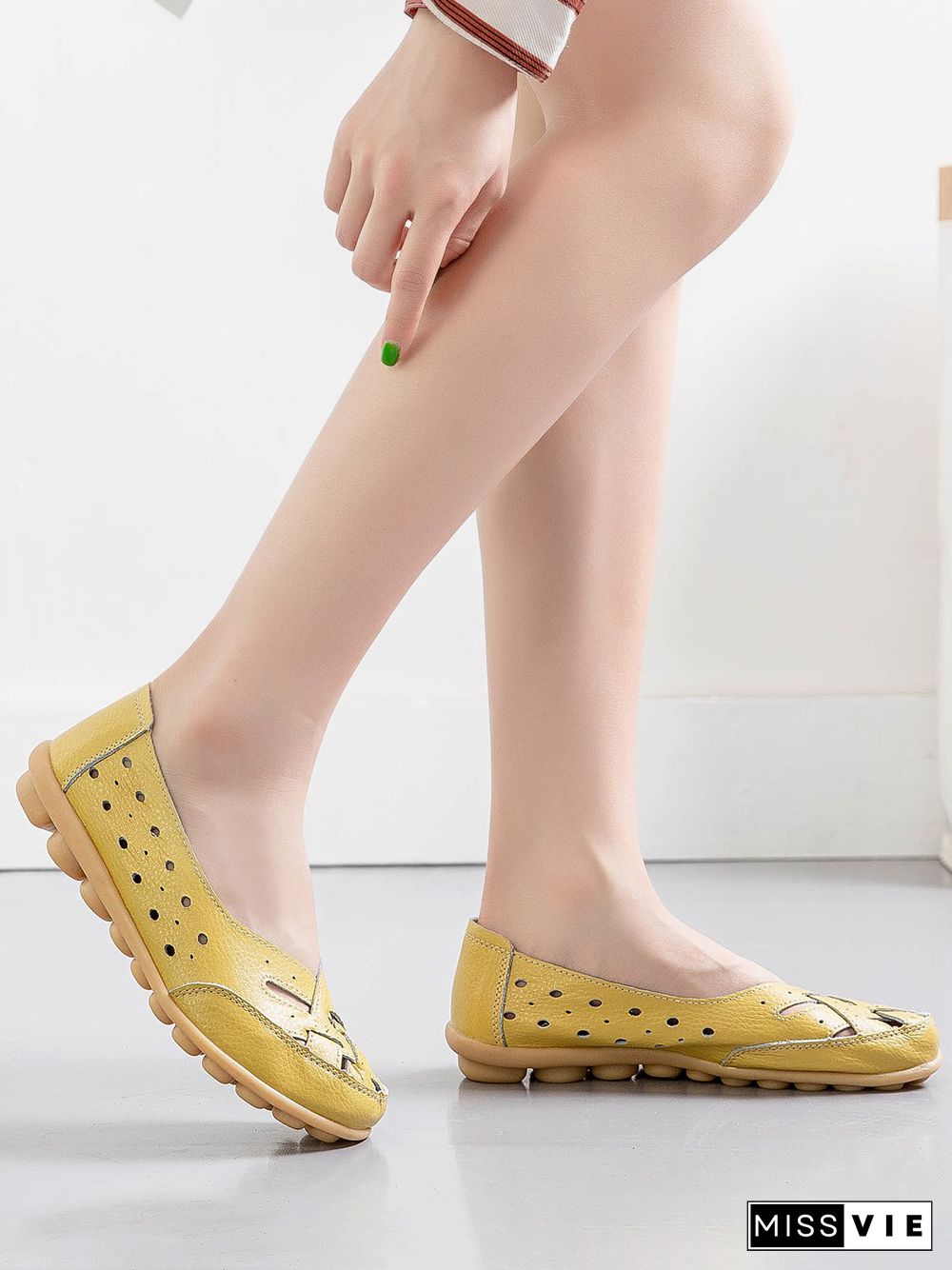 Hollow Leather Soft Sole Shoes