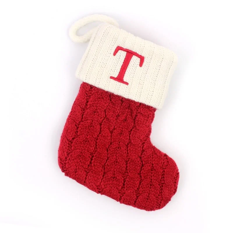 Christmas Red Socks Alphabet Knitting Christmas-Tree Pendant