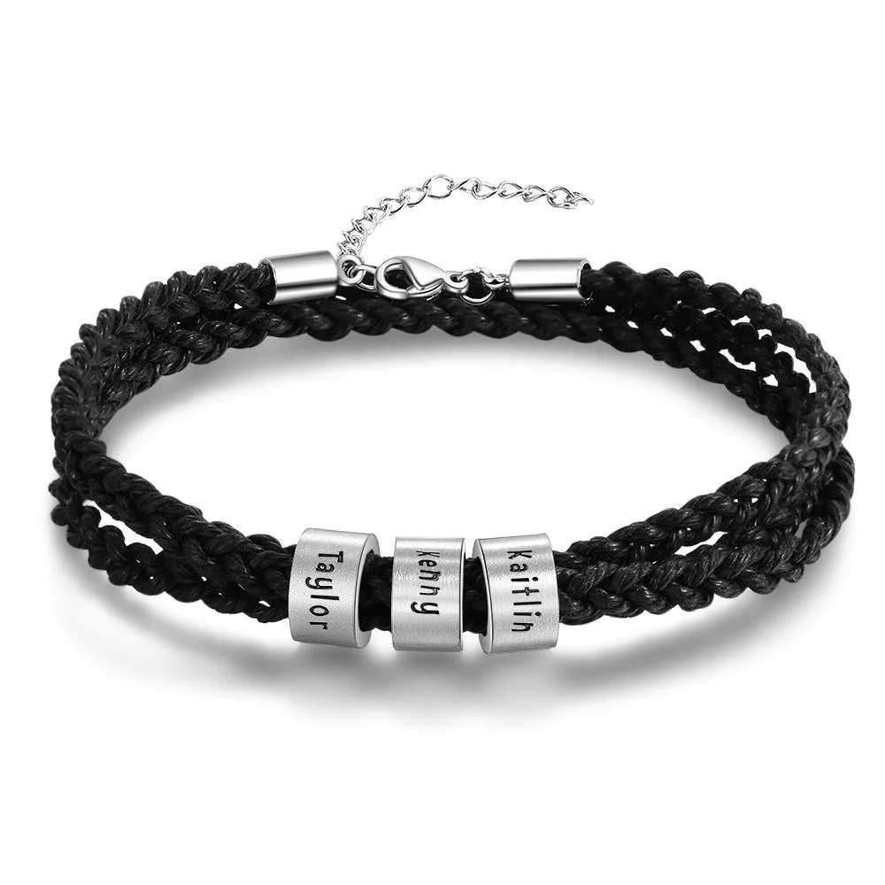 Herren Gravur 3 Namen Leder Armband n3 Kettenmachen