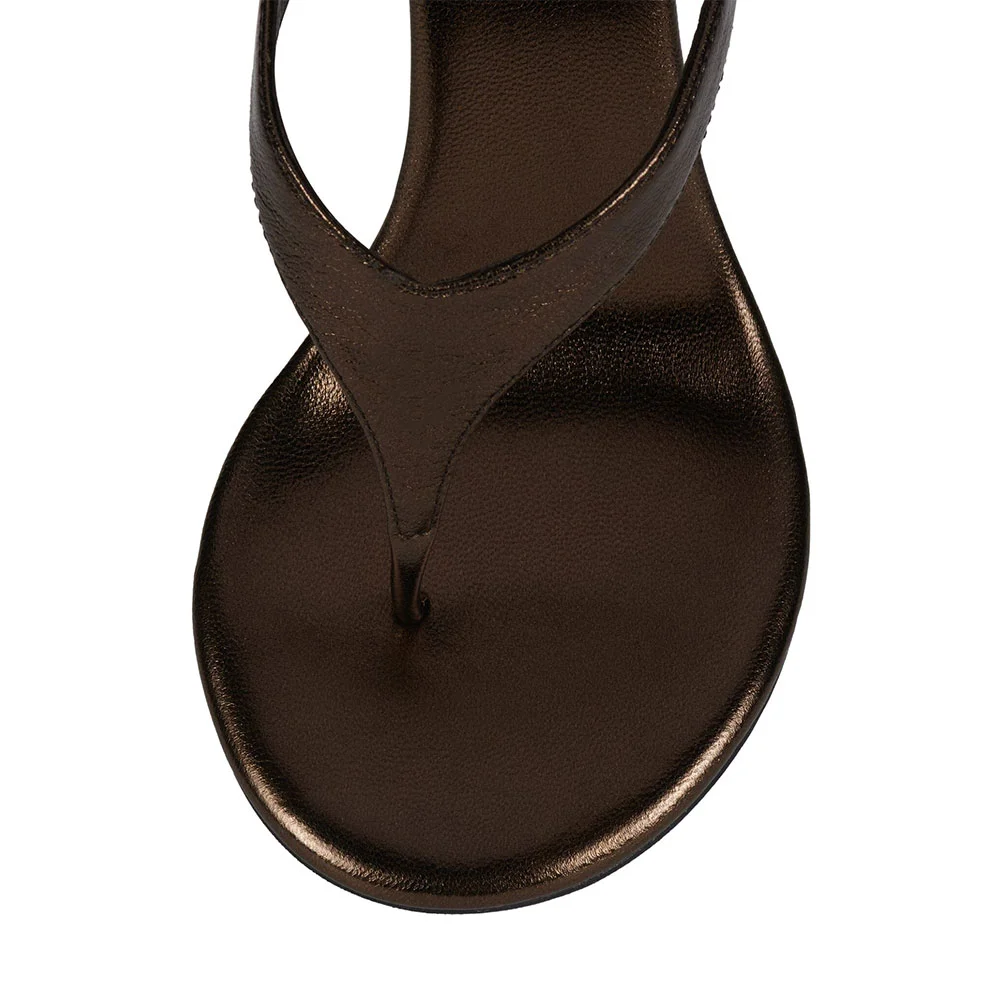 Brown Open Round Toe Slip On Flip Flops Sexy High Heels Shoes
