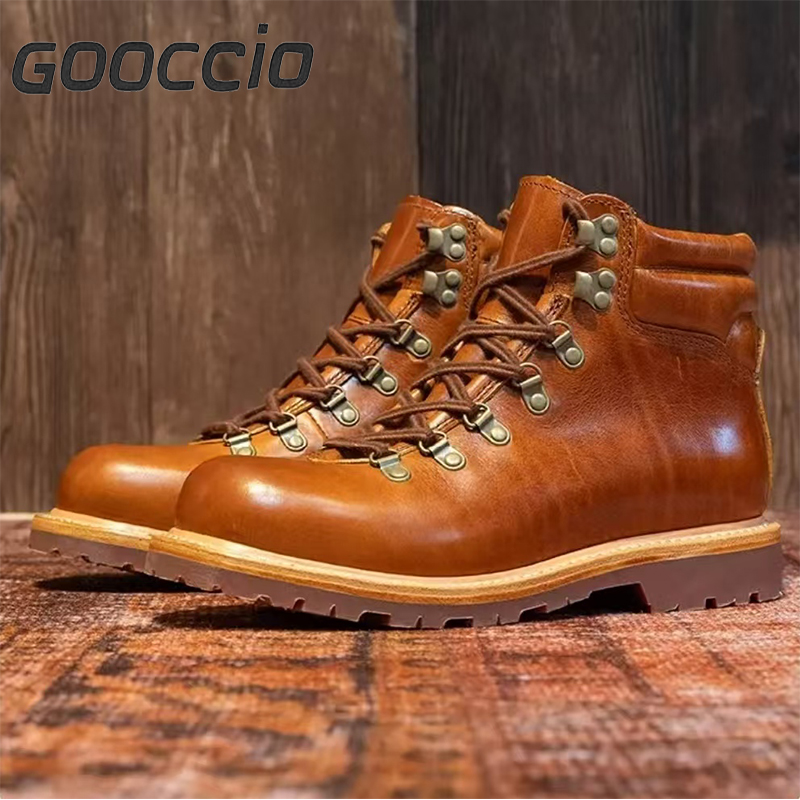 SB190 Oil-Waxed Cowhide Mountain Light Work Boots For Men  GOOCCIO   