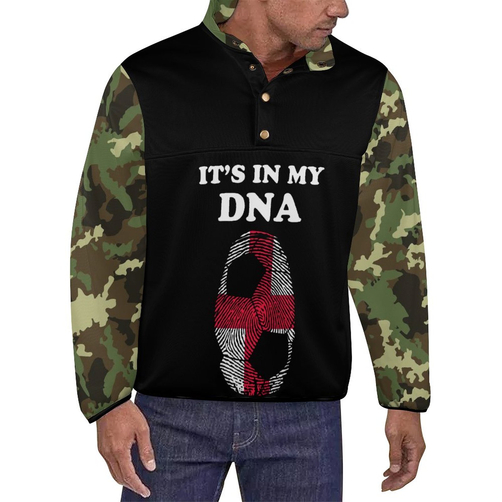 England Camouflage It's My Dna Men's Stand Up Collar Sweatshirt