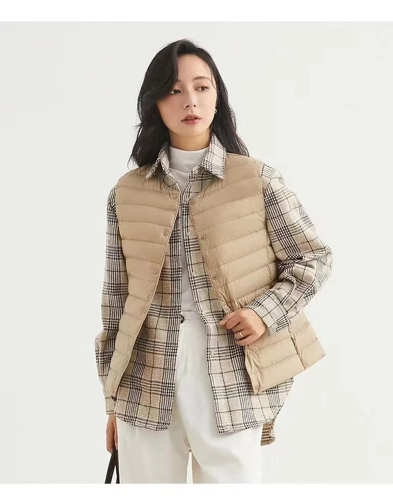 Woherb Hot Style Autumn Winter New Down Vest Female Thin And Short Money Without Collar Vest Fashion Portable Coat Slim Tide-Outfit Ideas