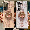 For Samsung Galaxy Z Fold Shiny Diamond Cute Fox Stand Phone Case with Holder