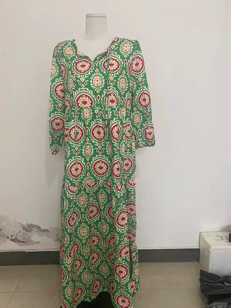 💃 Buy now and only pay 10%🔥 Geometric printed puff sleeve dress