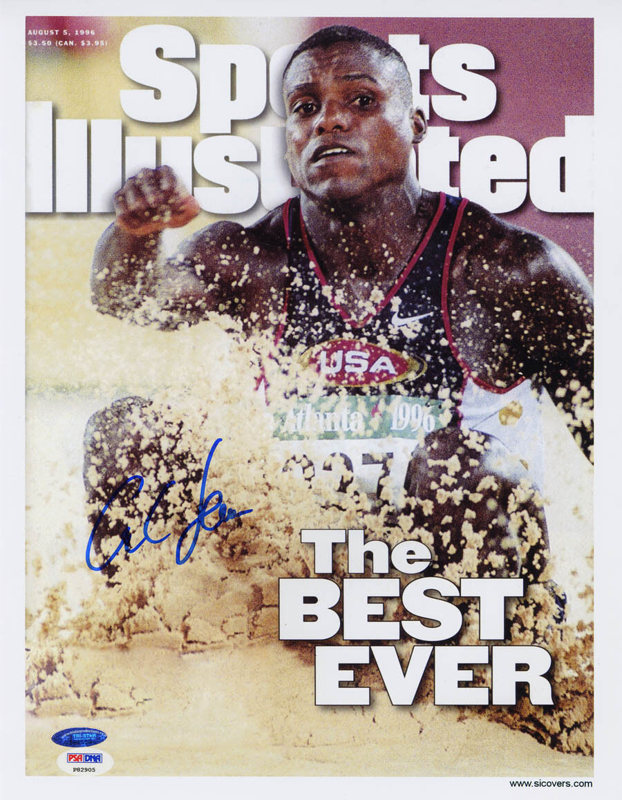 Carl Lewis SIGNED Sports Illustrated Print Olympic Gold PSA/DNA AUTOGRAPHED