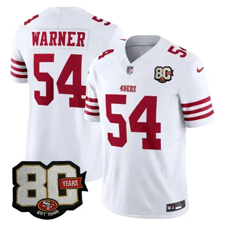Youth San Francisco 49ers #54 Fred Warner White 80 Anniversary Vapor F.U.S.E. Limited Jersey 8KSP