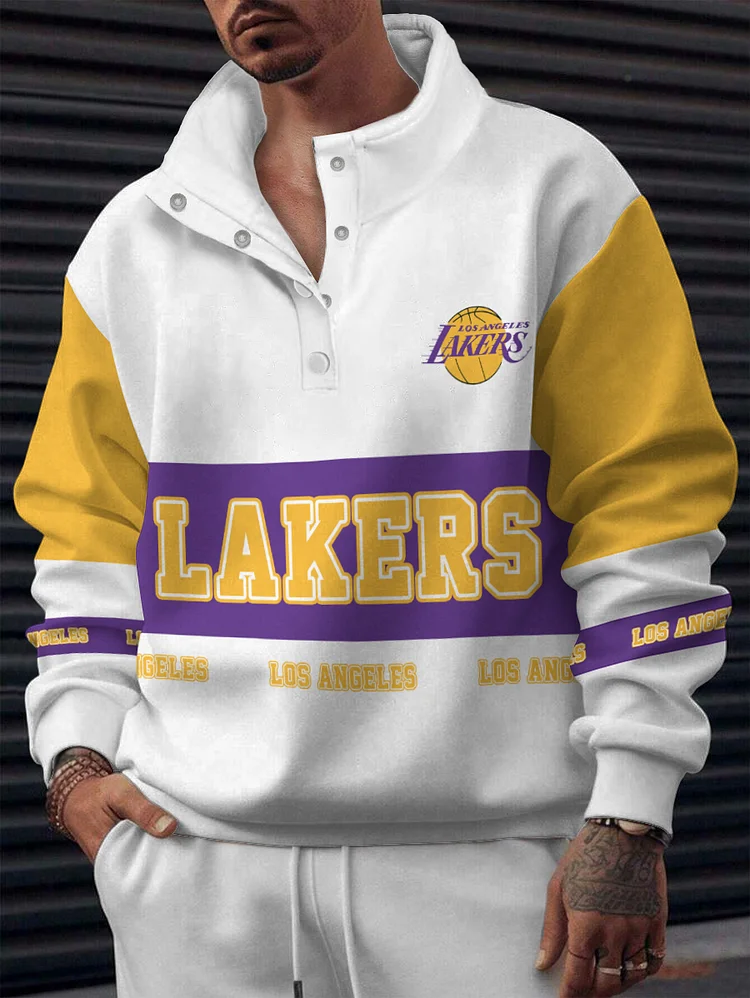 Los Angeles Lakers  2025 New Design Casual Snap Mockneck Pullover