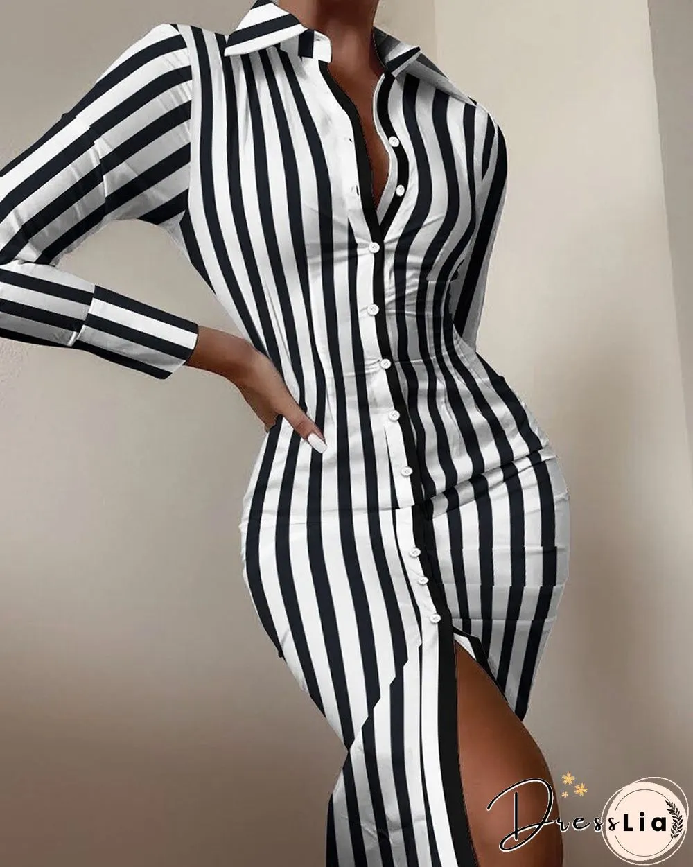 Sexy floral print dress women autumn long sleeve v-neck high waist bandage button slim