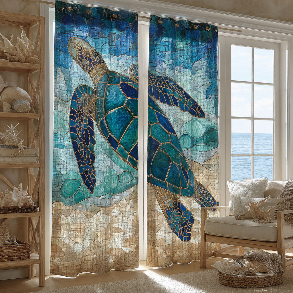 Ocean Explorer Turtle Printed Quilted  Curtains NCU0TV975