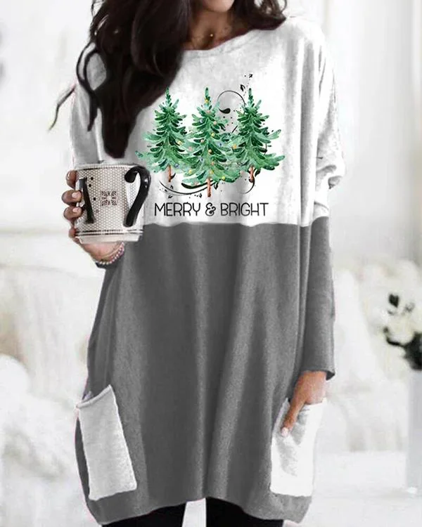 Women's Merry Christmas Print Casual Long Sleeve T-Shirt