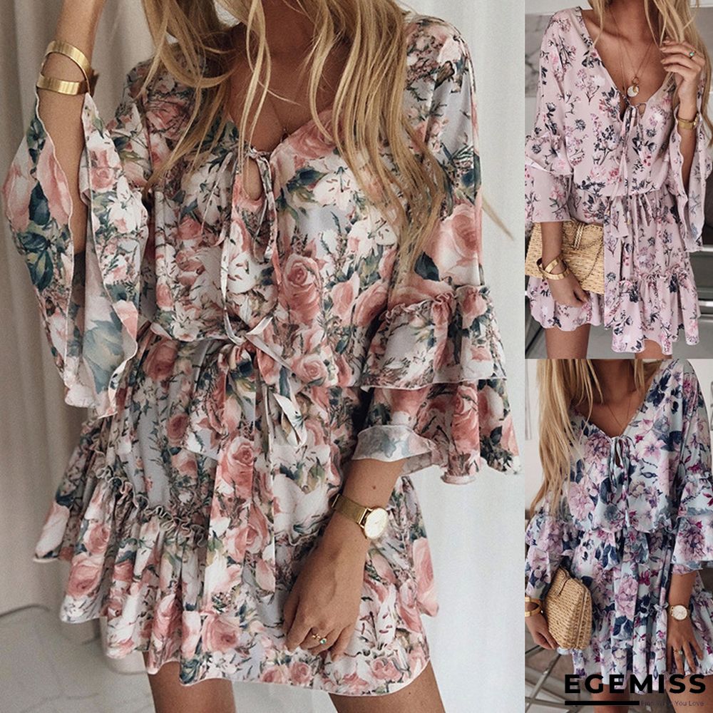 Commuter Chiffon Pink Pullover Slim Skirt Waist Dress | EGEMISS