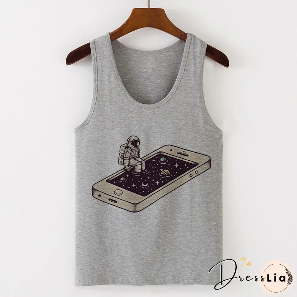 Womens Sexy Vest Tank Tops T-Shirt Summer Camisole Universe Print Fashion Streetwear
