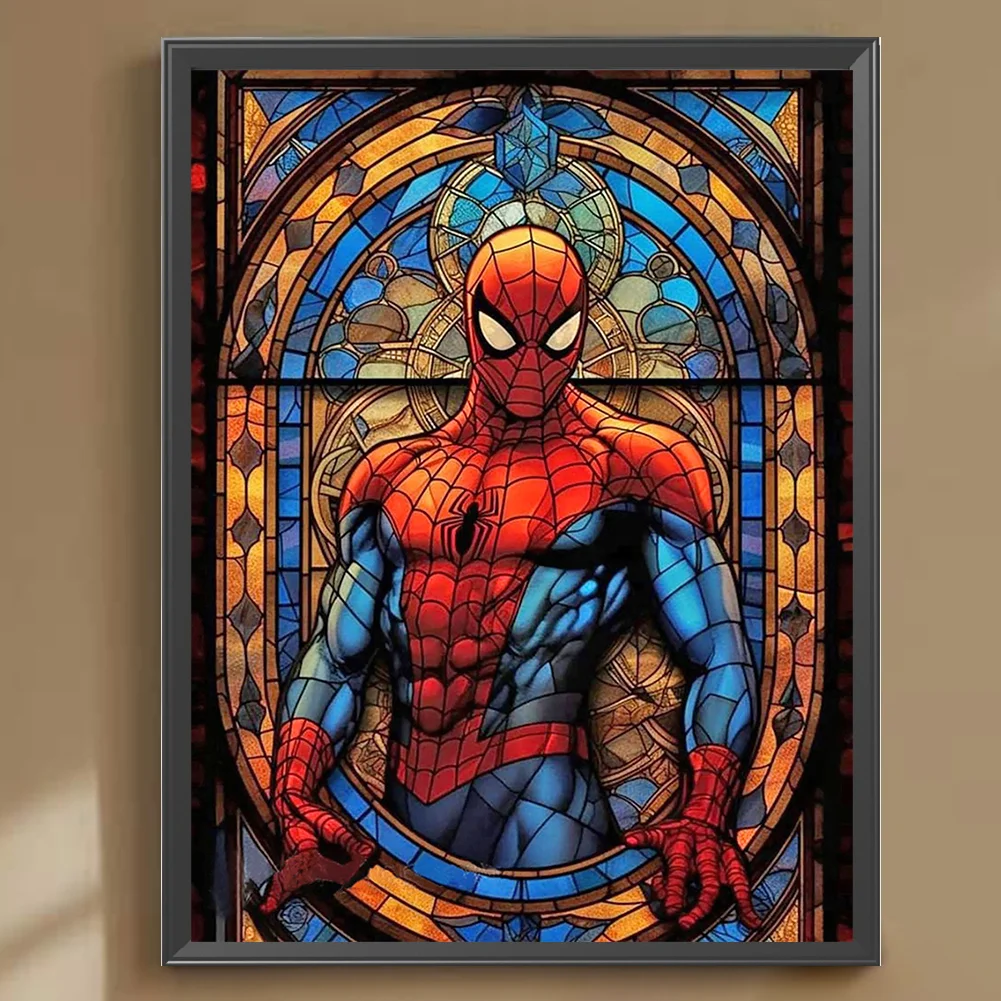 Diamond Painting - Full Round Drill - Stained Glass Spider Man(Canvas|30*40cm)