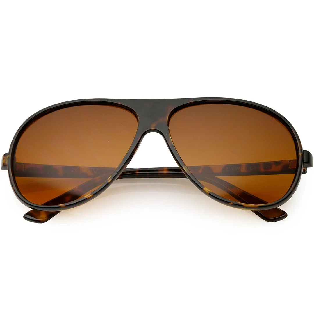 Retro Oversize Flat Top Aviator glasses Blue Blocker Lens 64mm