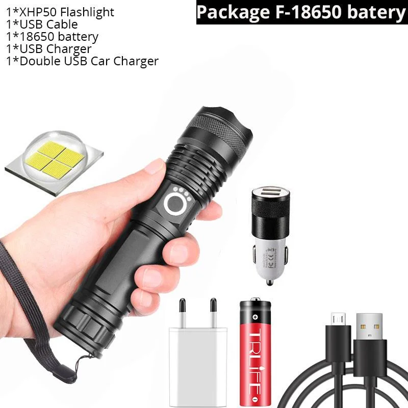 Drop Shipping xhp50.2 most powerful flashlight 5 Modes usb Zoom led torch xhp50 18650 or 26650 battery Best Camping, Outdoor