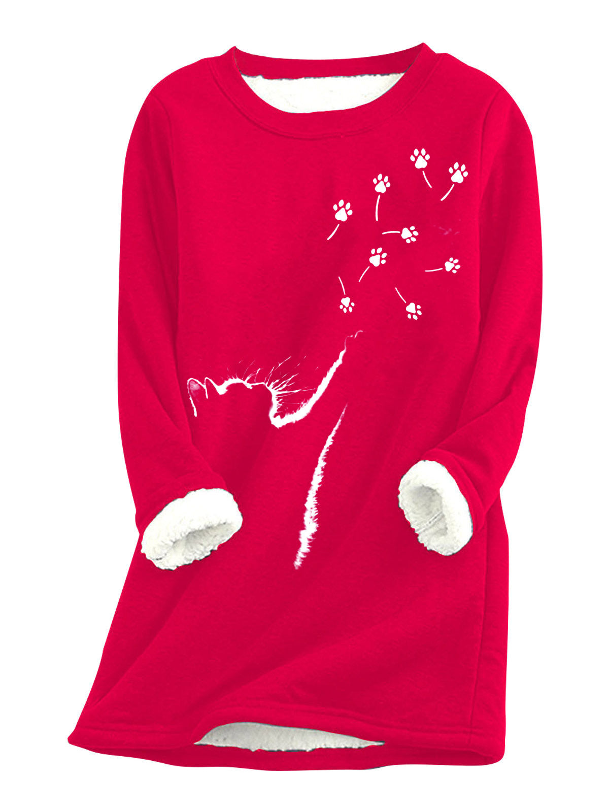 Women Long Sleeve Scoop Neck Fluff/Granular fleece fabric Printed Sweatshirts Tops