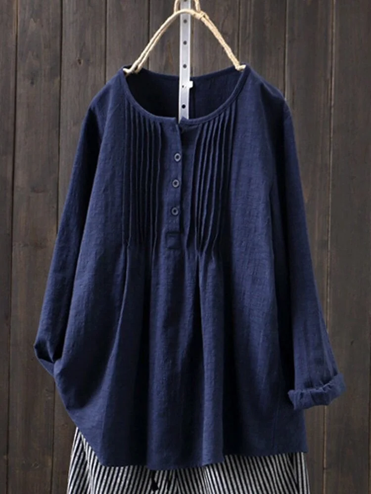 Women's Loose Cotton Linen Long Sleeved Shirt