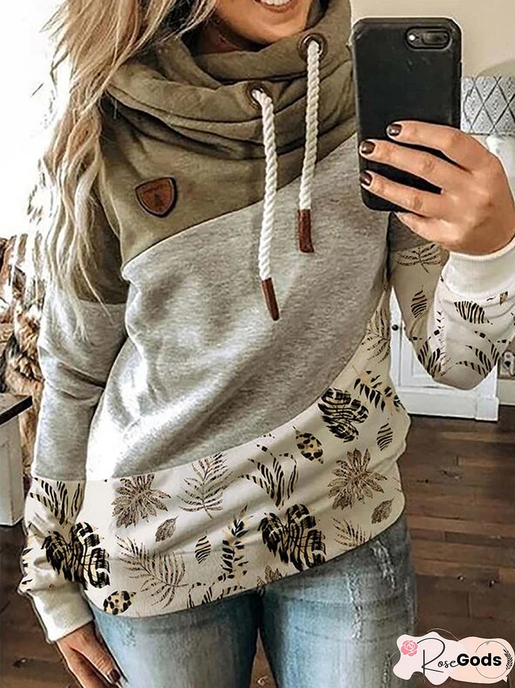 Hoodie Casual Color-Block Sweatshirts