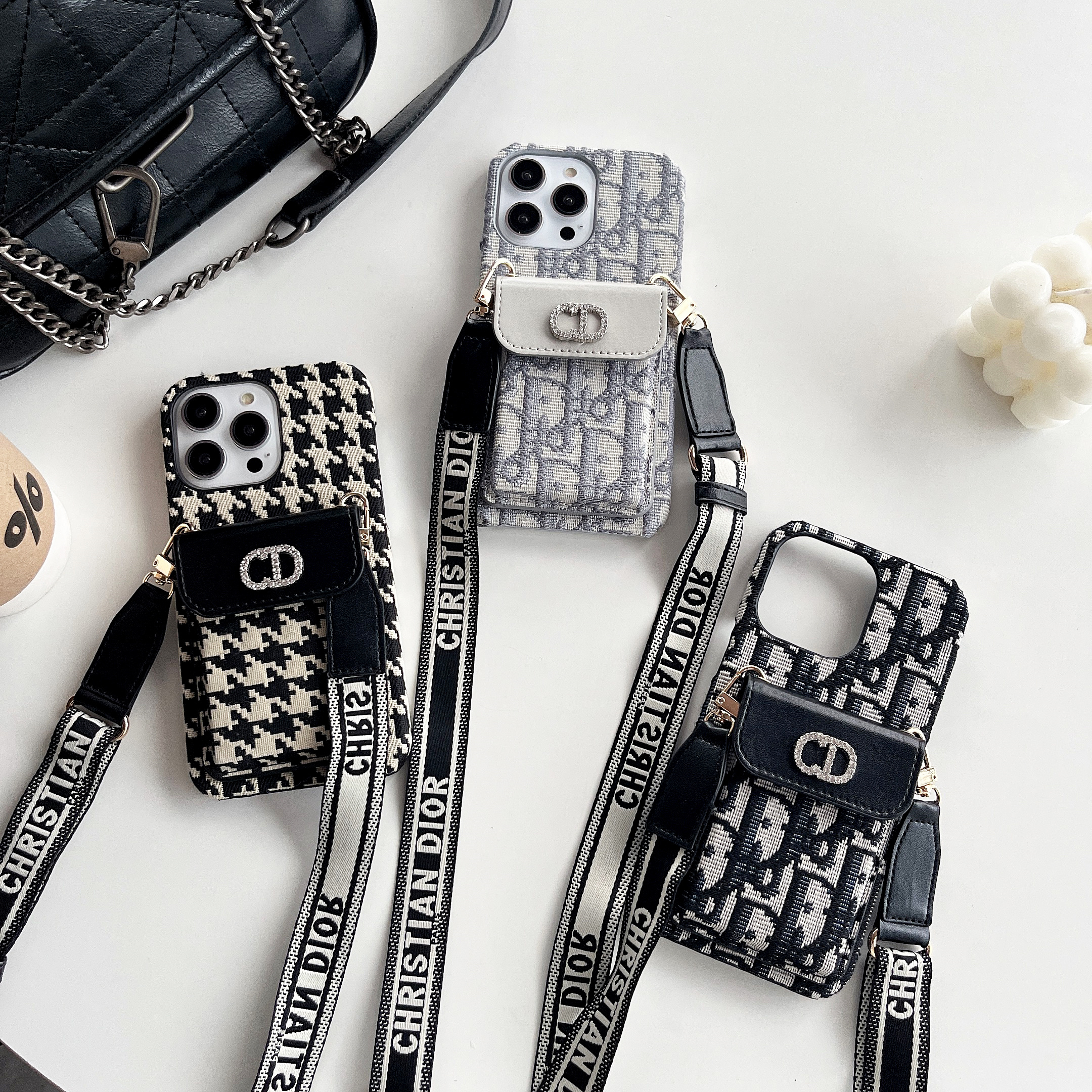 Dior Oblique Print Crossbody Wallet Card Holder  Apple iPhone Case Samsung Galaxy Cover