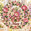 (Monthly Wreath)DIY Diamond Painting Acrylic Hanging Ornament, Double-Sided Printed Door Decoration,Pearl & Special Shaped Drill Art Home Decor
