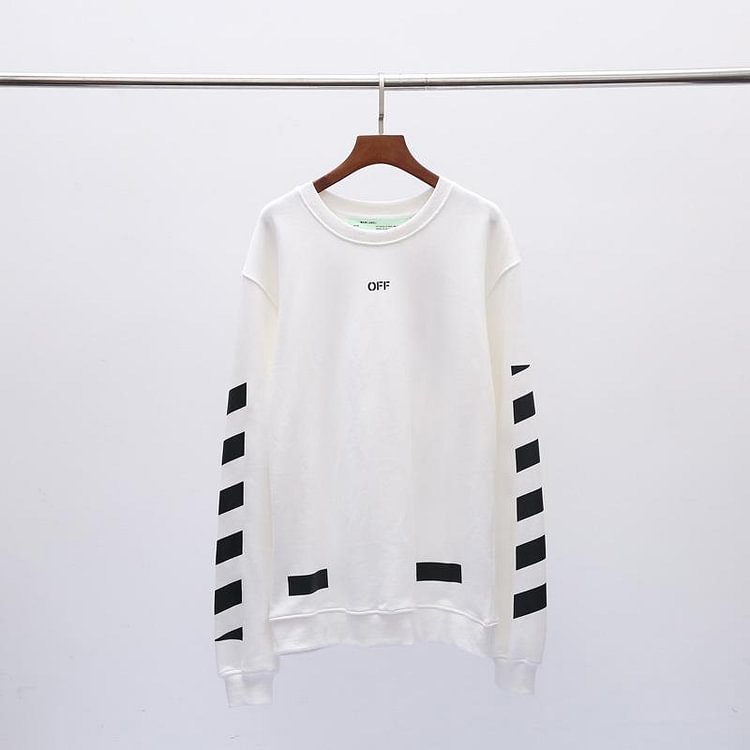 Off White Sweatshirts Long Sleeve round Neck Sweater Autumn and Winter round Neck Pullover Base Long Sleeve All-Matching