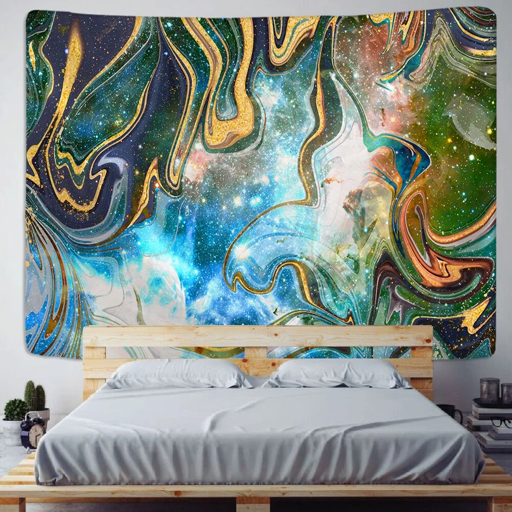 Psychedelic Tapestry Flower Wall Decor Hanging Room Starry Sky Carpet Moon Tapestries Art Home Decoration Accessories